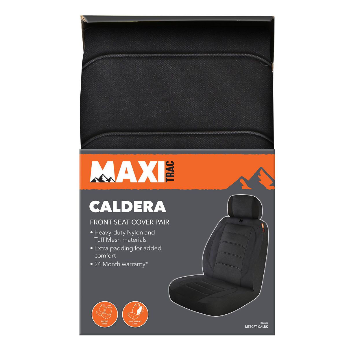Maxitrac Front Car Seat Covers Polyester, Black - Pair MTSCFT-CALBK