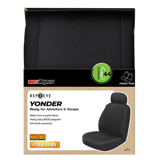 Maxitrac Front Car Seat Covers Repreve, Black - Pair RRSCFT-YONBK