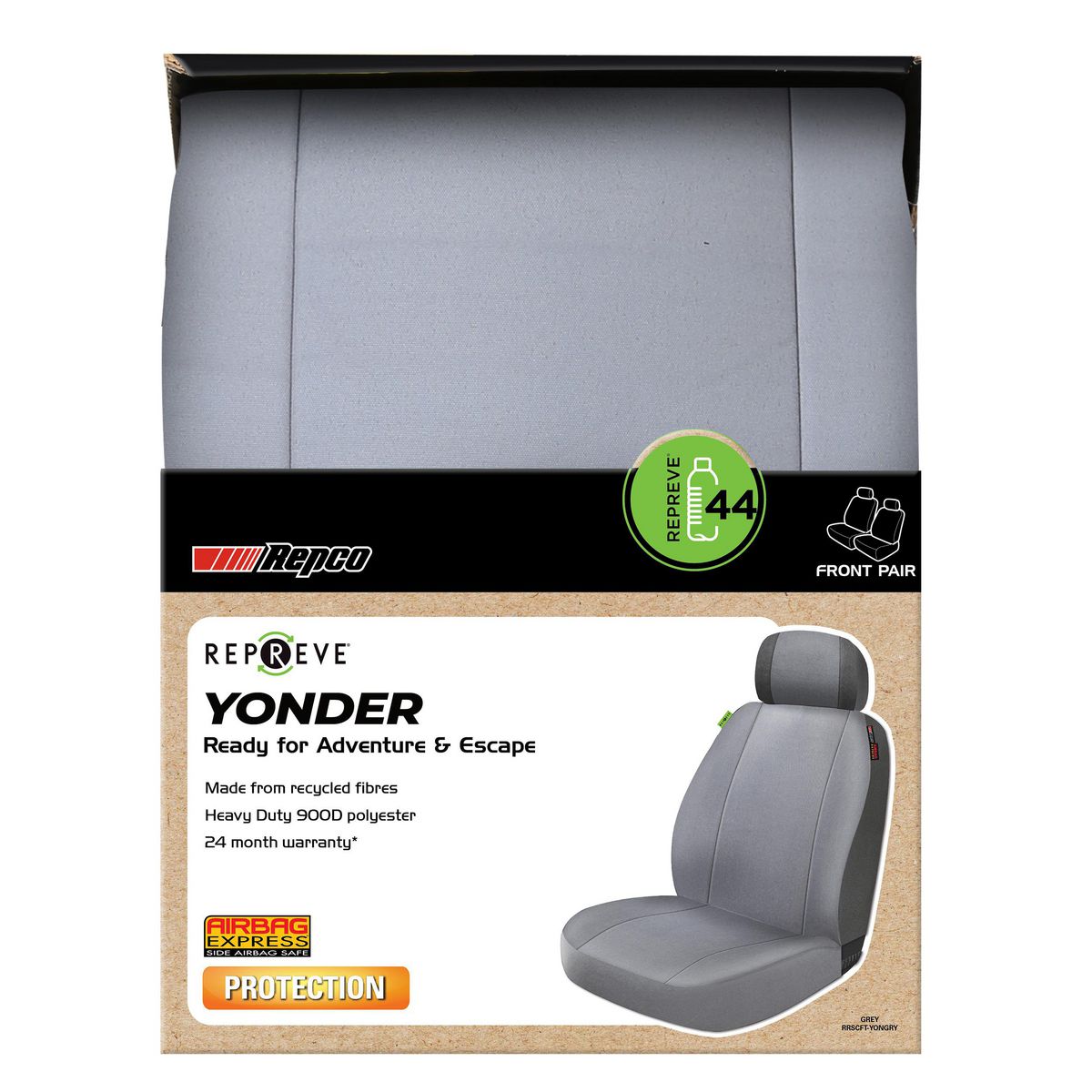 Maxitrac Front Car Seat Covers Repreve, Grey - Pair RRSCFT-YONGRY