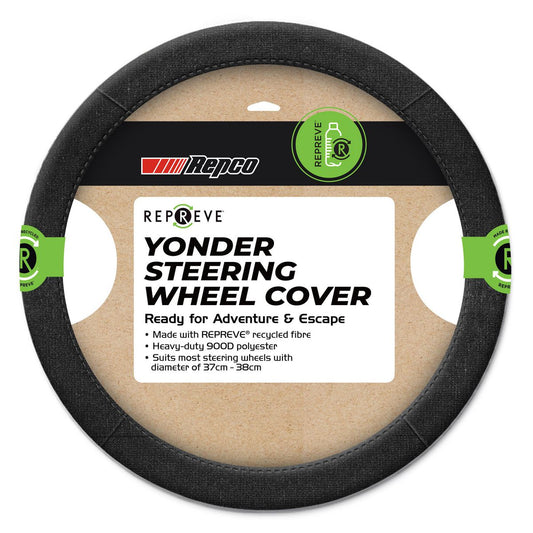 Maxitrac Steering Wheel Cover Repreve, Black RRSWCYONBK