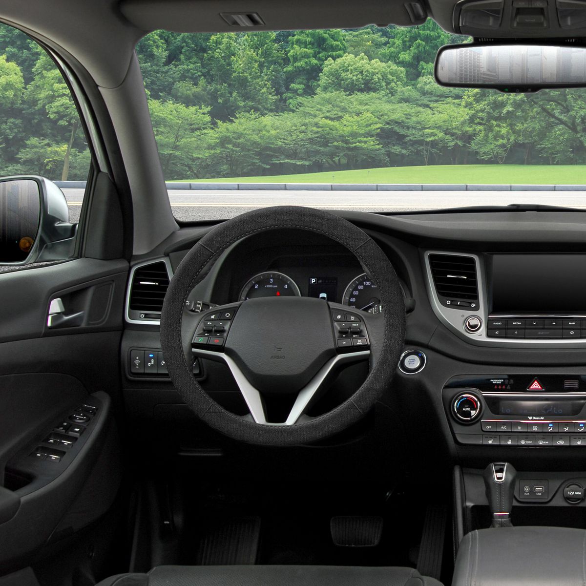 Maxitrac Steering Wheel Cover Repreve, Black RRSWCYONBK