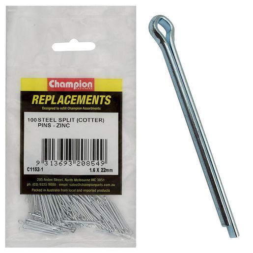Champion Split Pins 1.6 x 22mm Zinc Plated Refill Pack C1152-1