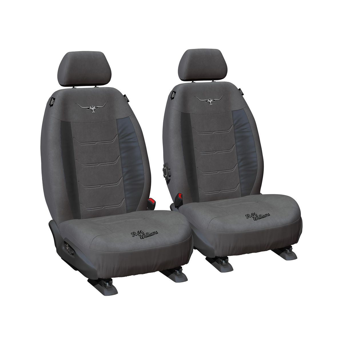 R.M. Williams Front Car Seat Covers Suede Velour, Grey - Pair VLRMW23BXGRY30