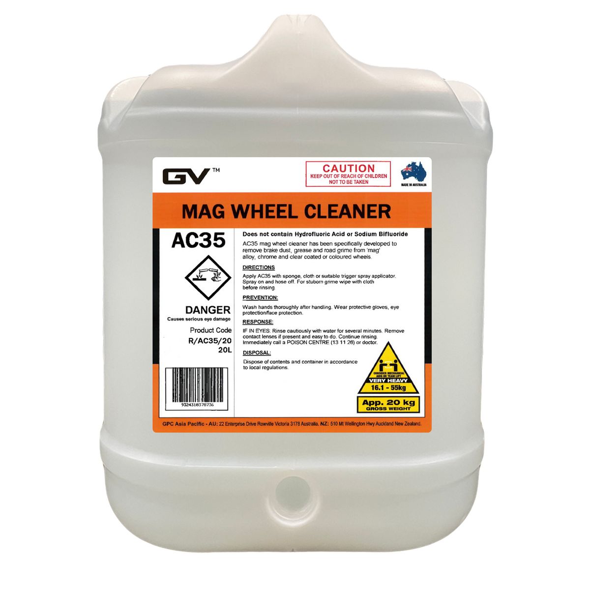 GVOil Non-Acid Based Wheel Cleaner - 20L R/AC35/20