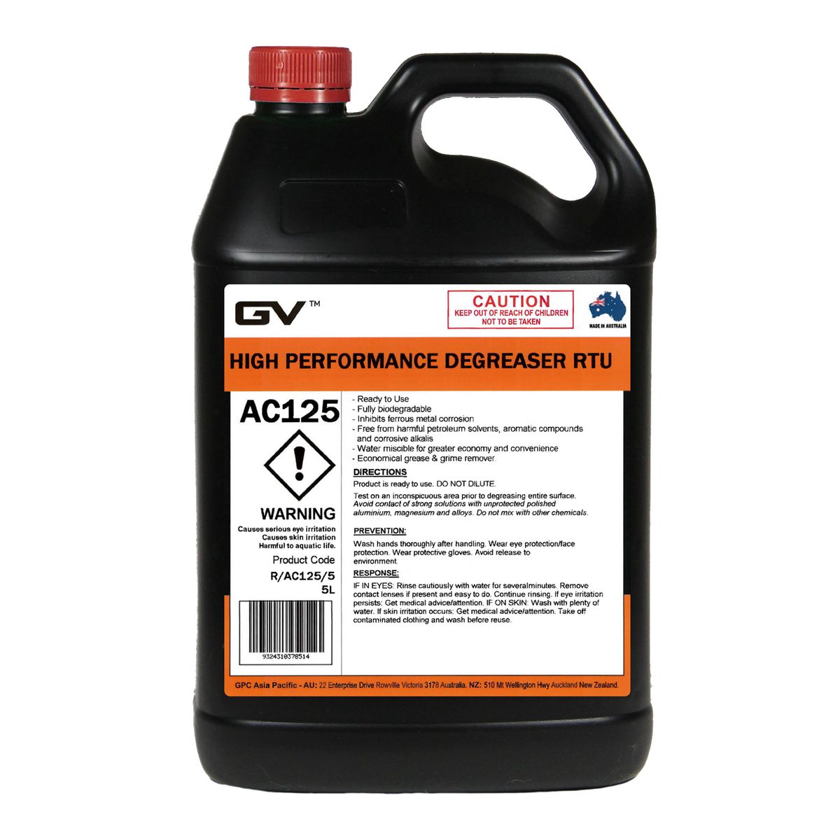 GVOil High Performance Degreaser - Workshop Ready - 5L R/AC125/5