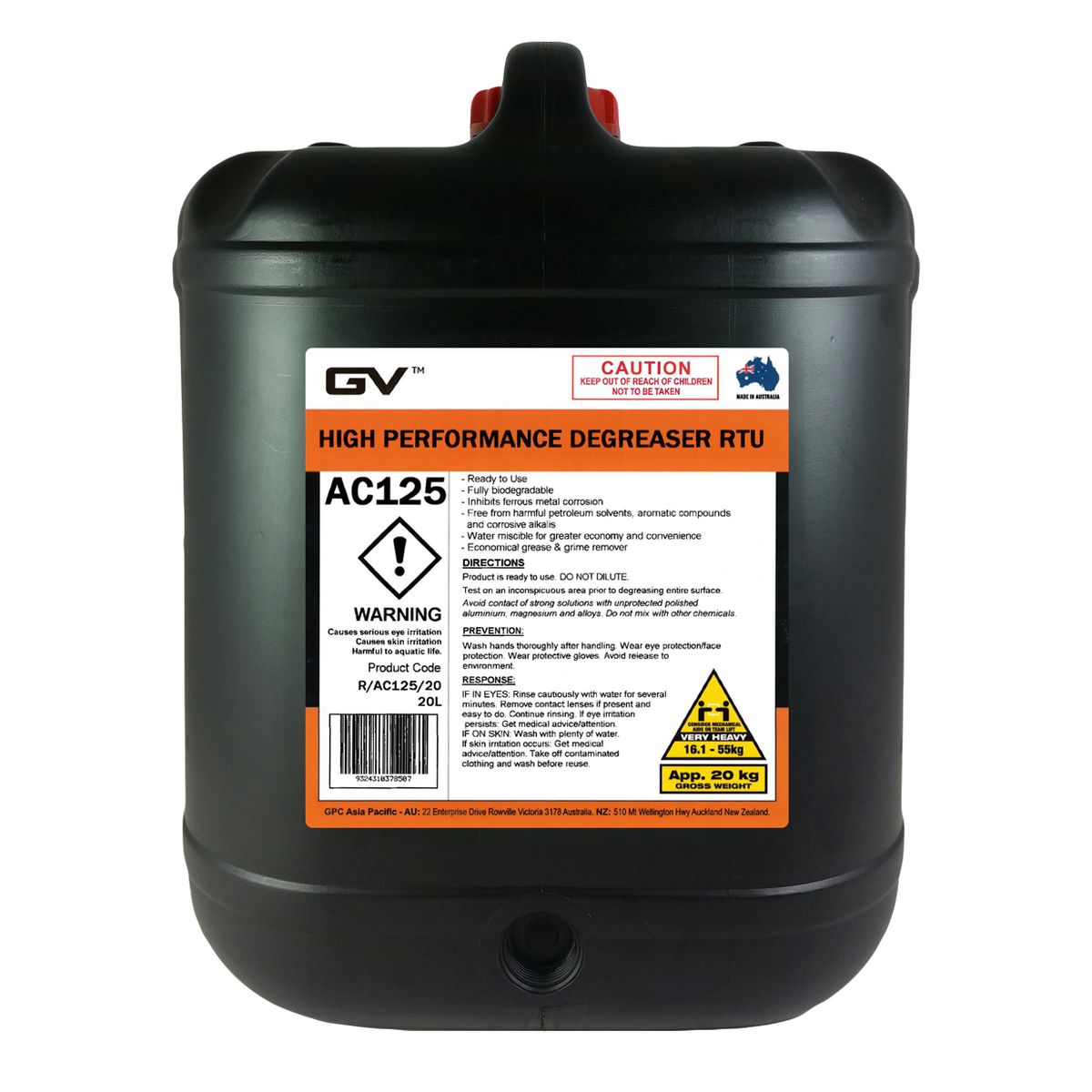 GVOil High Performance Degreaser - Workshop Ready - 20L R/AC125/20