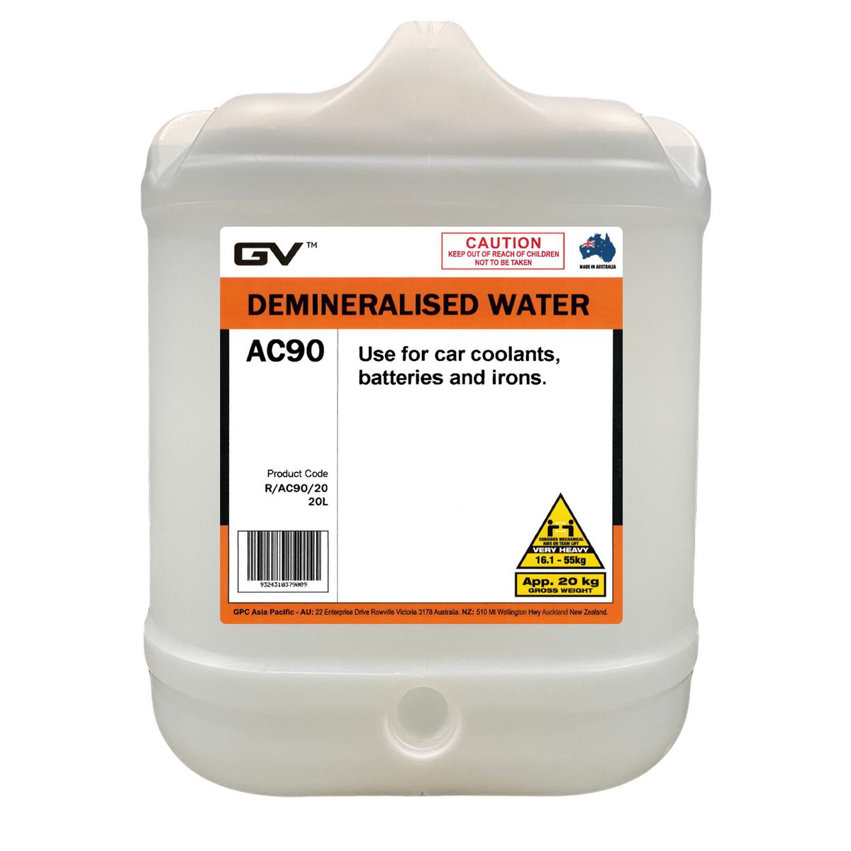 GVOil Demineralised Water - 20L R/AC90/20