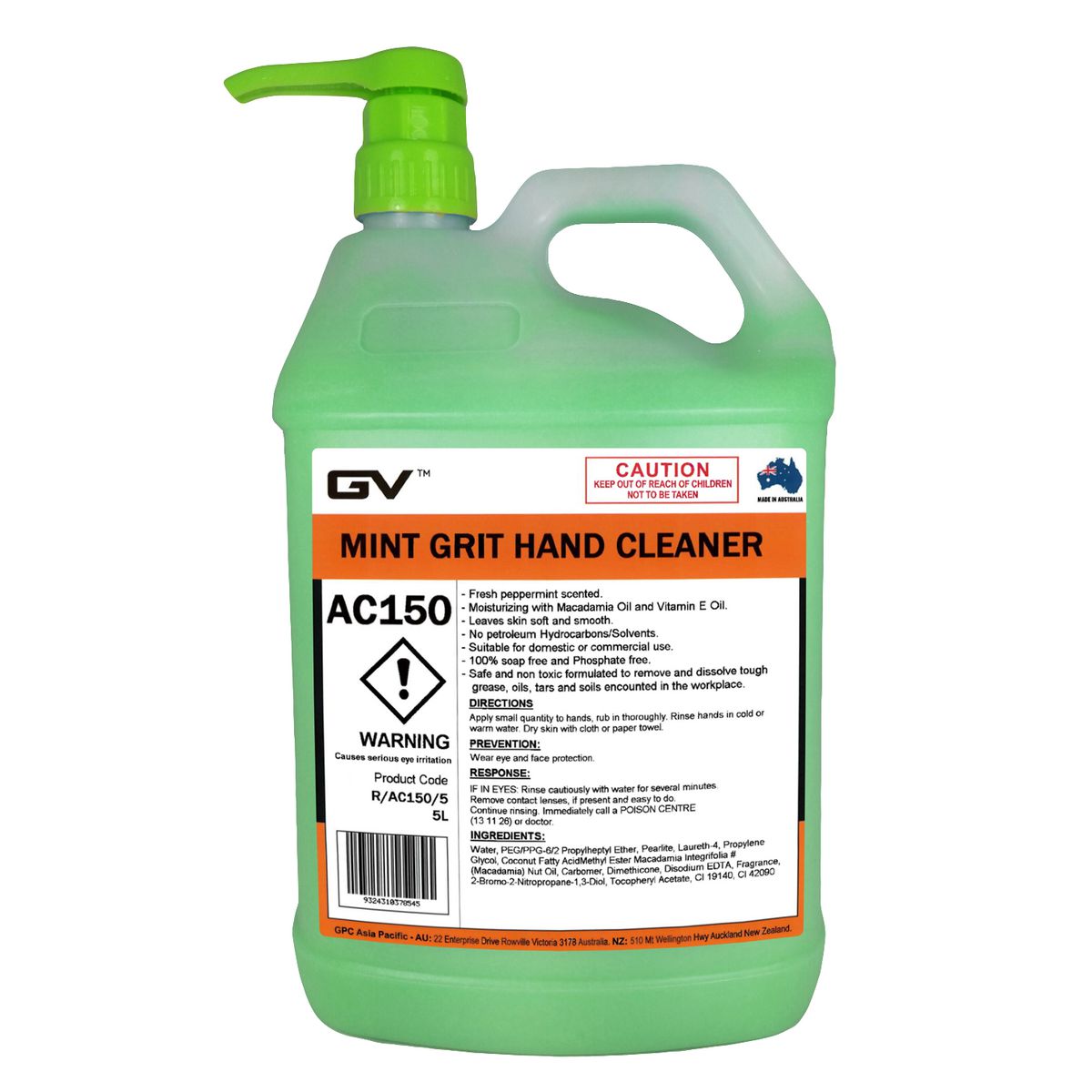 GVOil Extreme Mint Grit Hand Cleaner - 5L R/AC150/5
