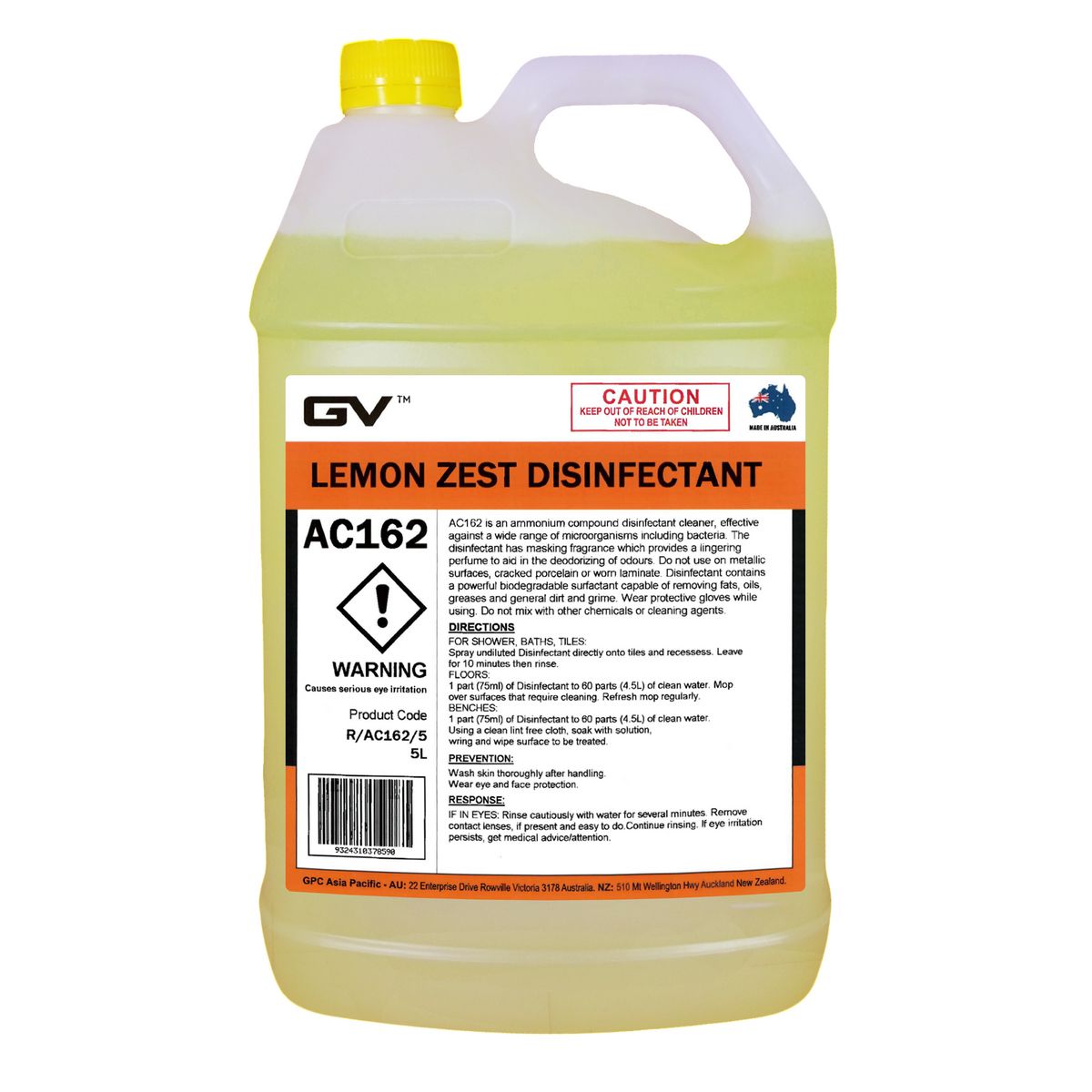 GVOil Lemon Zest Disinfectant - 5L R/AC162/5