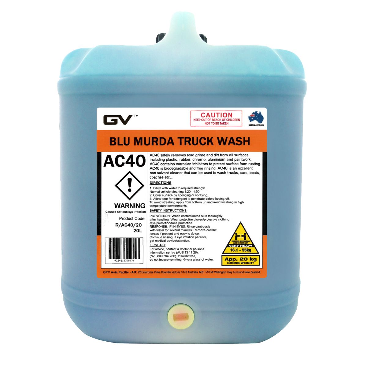 GVOil Blu Murda Truck Wash - 20L R/AC40/20