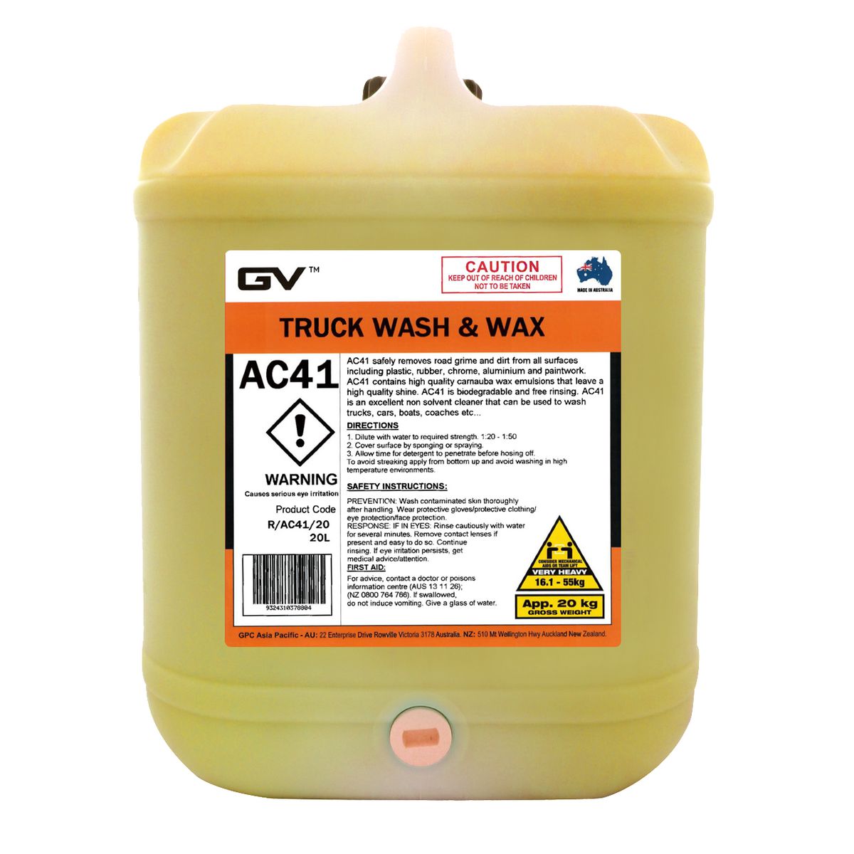 GVOil Truck Wash 'N Wax -20L R/AC41/20
