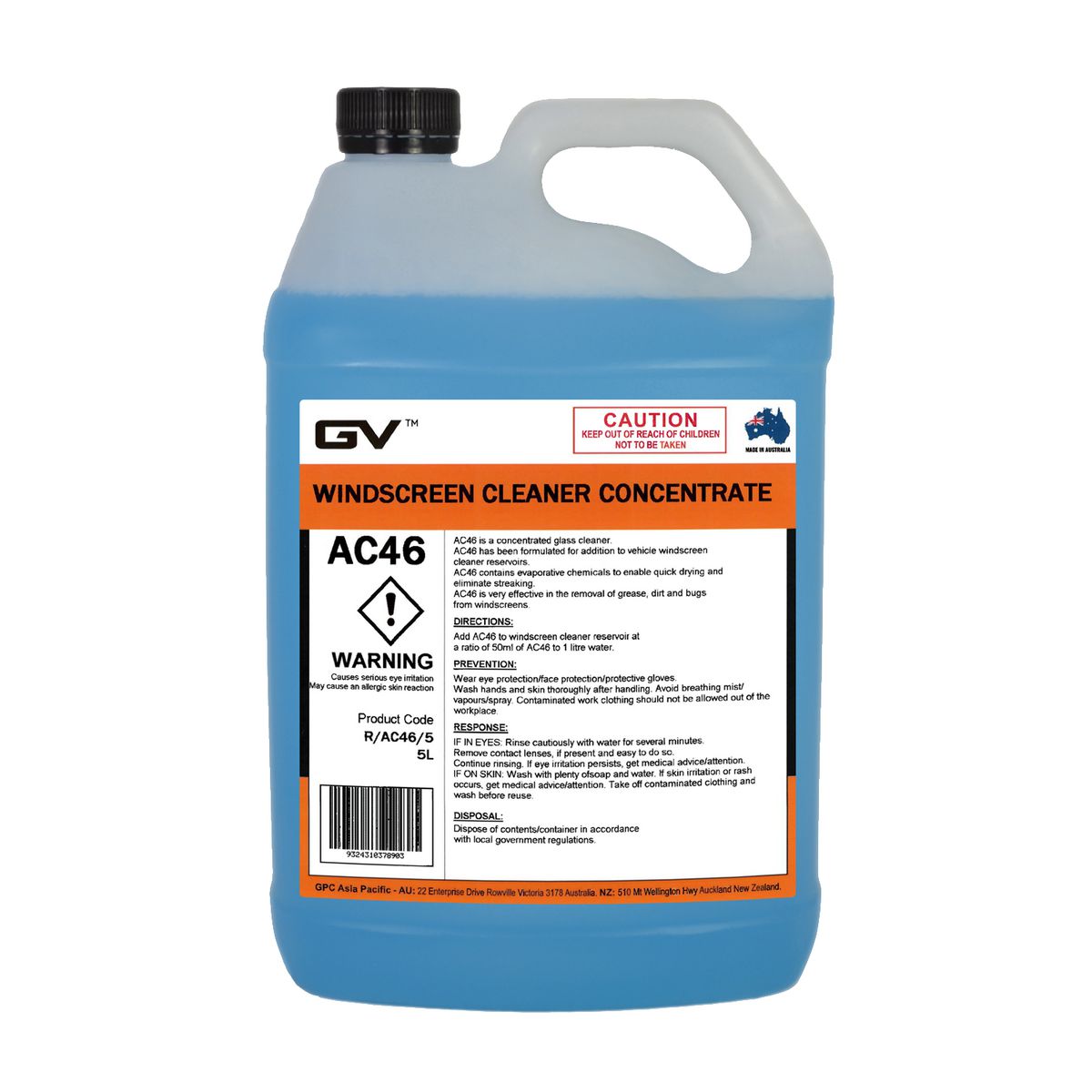 GVOil Windscreen Reservoir Additive - 5L R/AC46/5