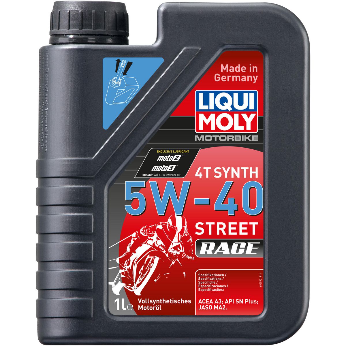 LIQUI-MOLY Motorbike 4T Synth 5W-40 Street Race Full-Syn Engine Oil 1L 2592