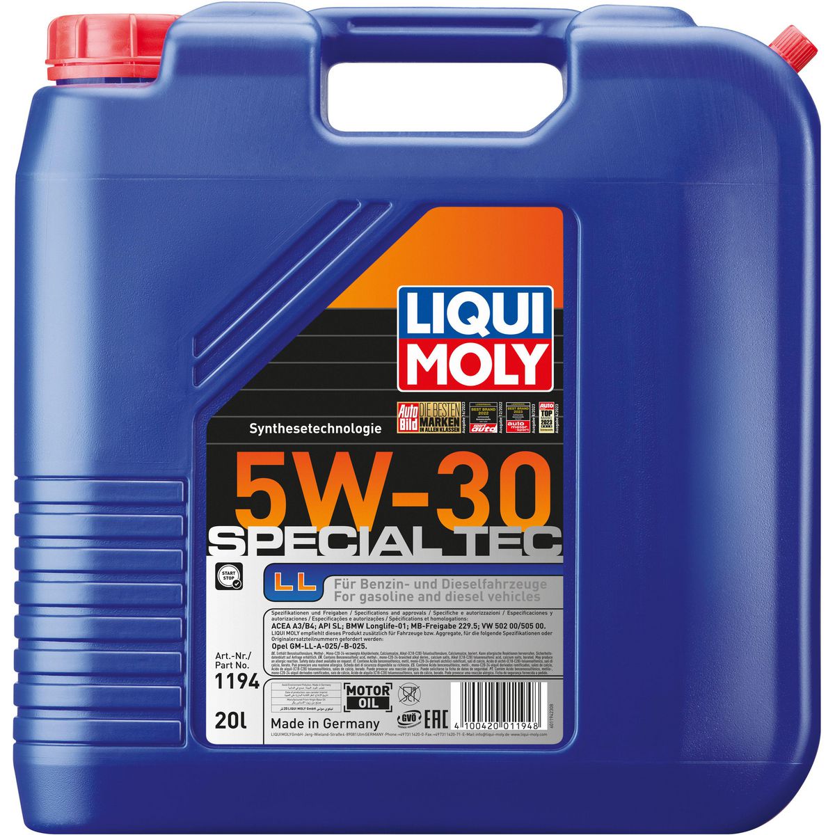 LIQUI-MOLY Special Tec LL 5W-30 Engine Oil 20L 1194
