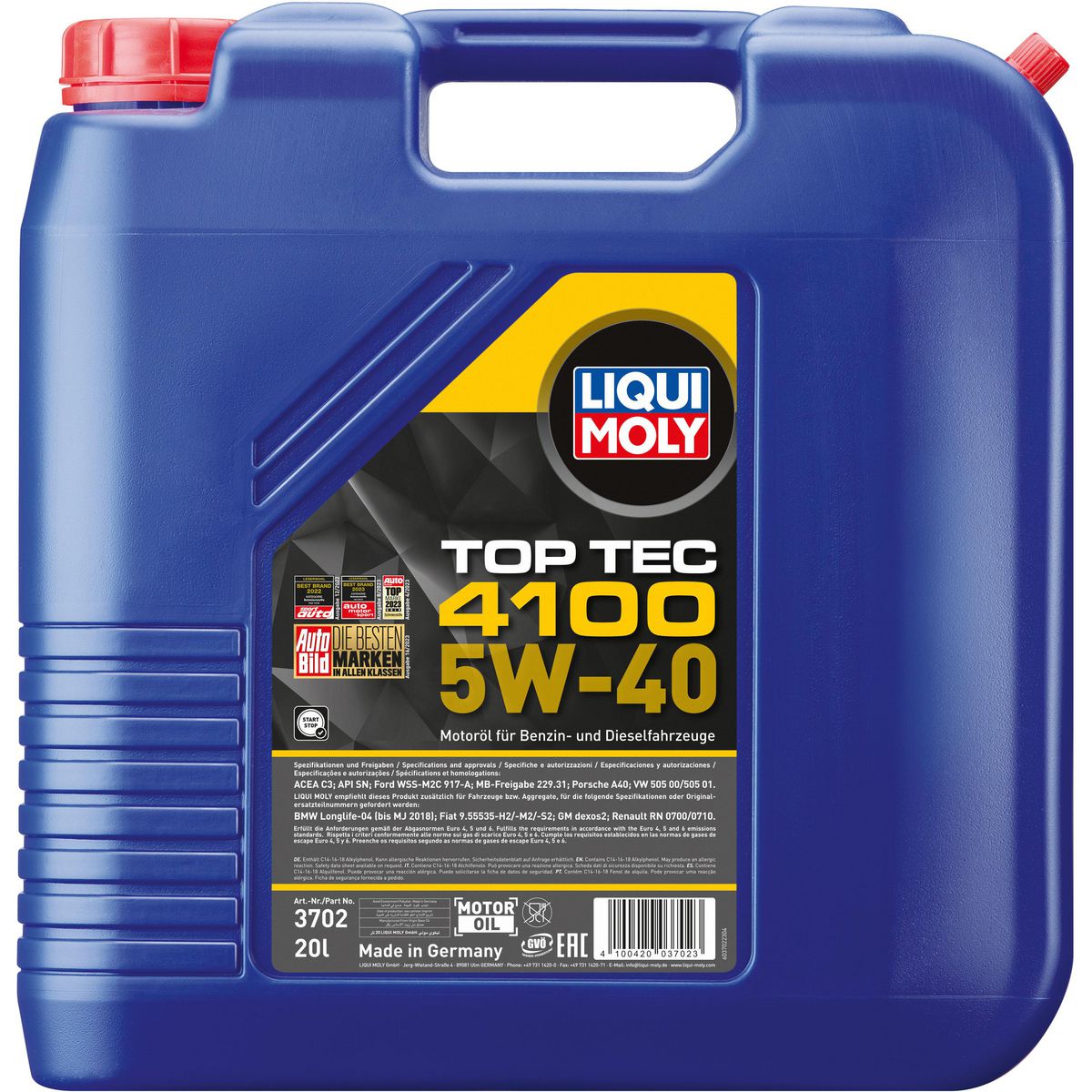 LIQUI-MOLY Top Tec 4100 5W-40 Full-Syn Engine Oil 20L 3702