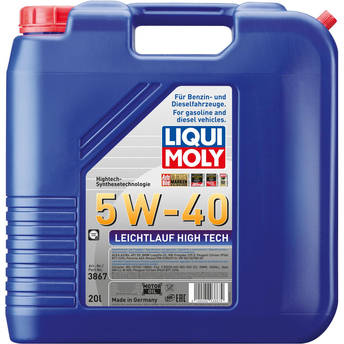 LIQUI-MOLY Leichtlauf High Tech 5W-40 Engine Oil 20L 3867