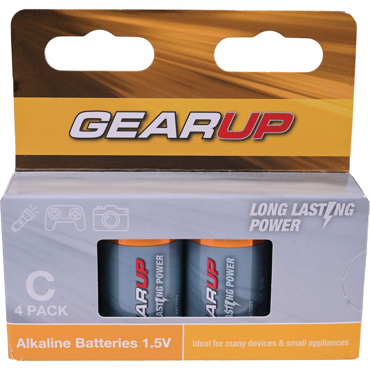 Gearup Alkaline C Size Batteries 4Pcs Hang Box; Capacity:7500Mah GUC-4