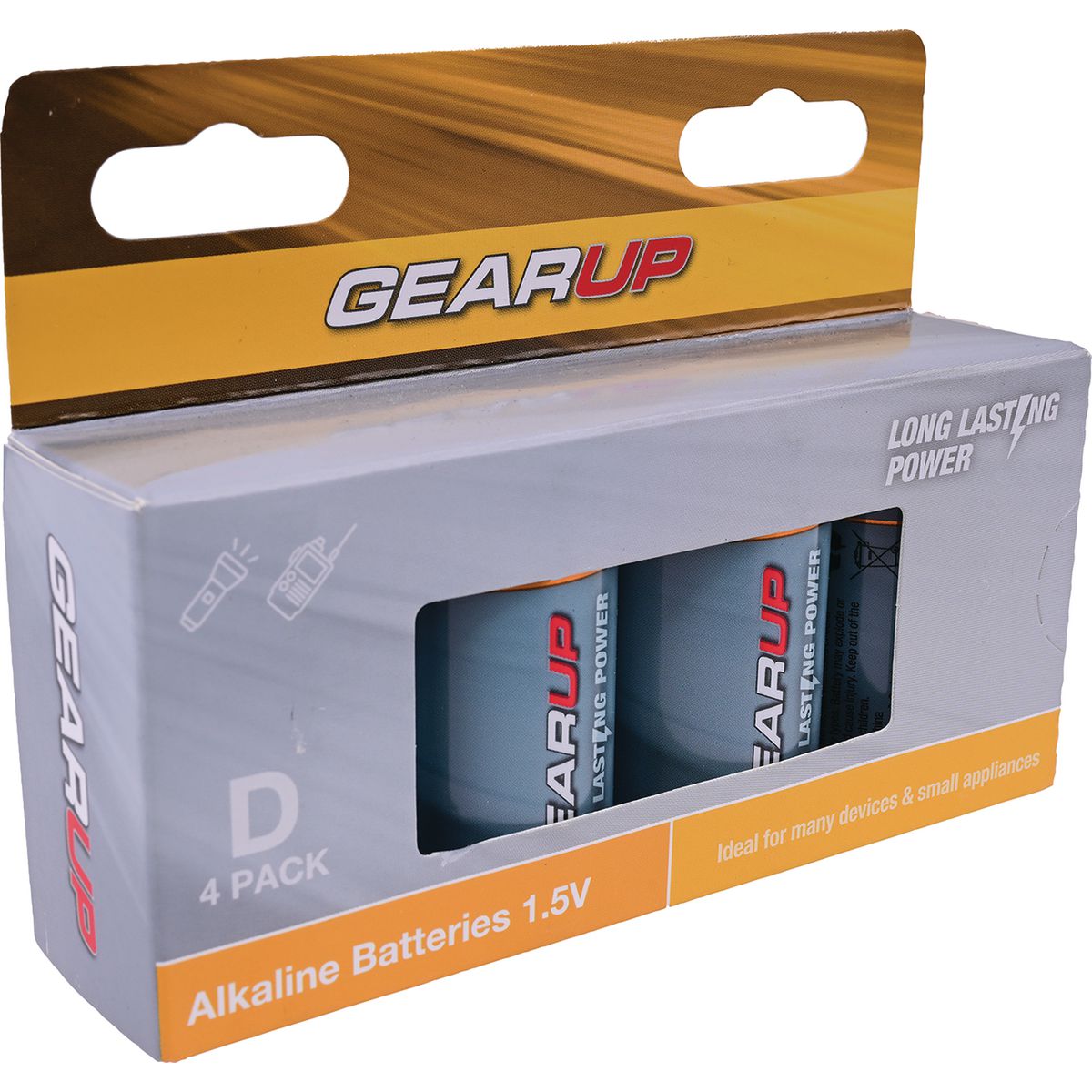 Gearup Alkaline D Size Batteries 4Pcs Hang Box;Capacity:14500Mah GUD-4
