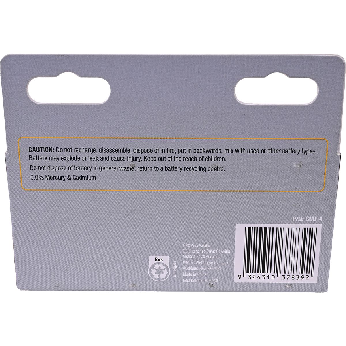 Gearup Alkaline D Size Batteries 4Pcs Hang Box;Capacity:14500Mah GUD-4