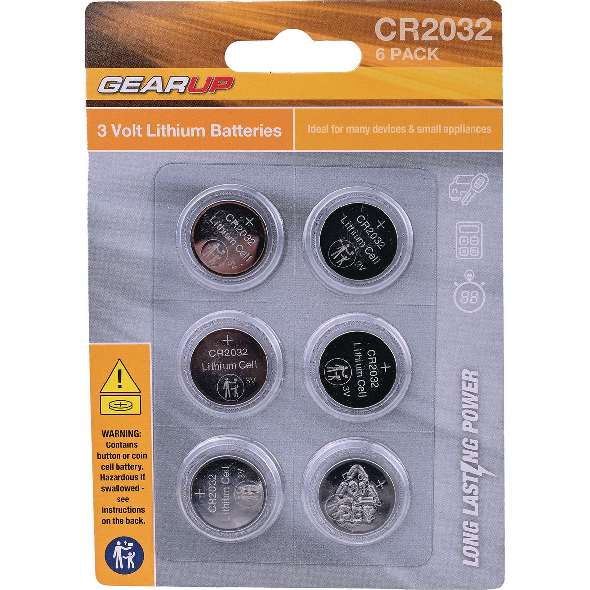 Gearup Lithium Battery Cr2032 6Pcs Blister Card Packing; Capacity: 230Mah GU2032-6