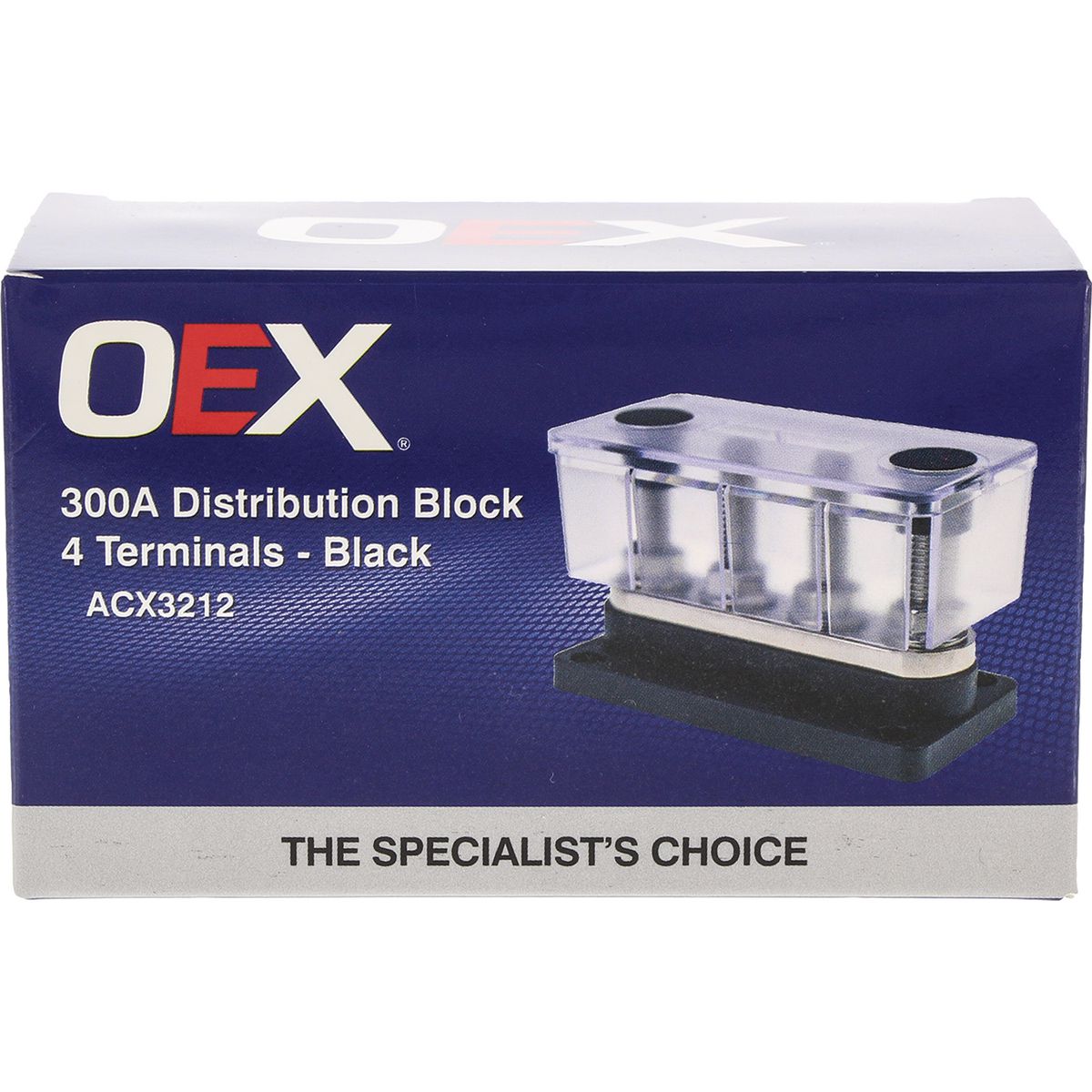 OEX 300A Distribution Block 4 Terminals - Black ACX3212