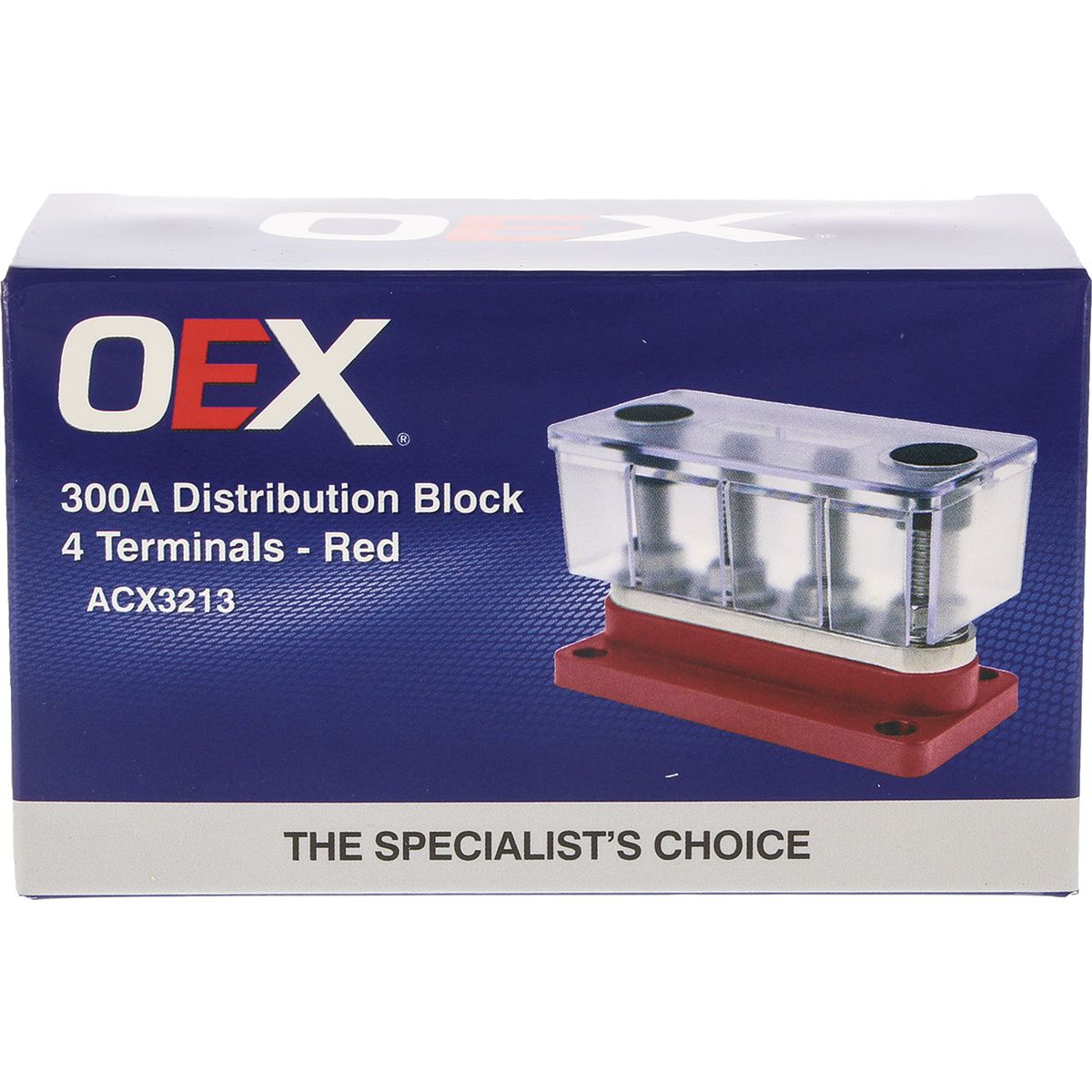 OEX 300A Distribution Block 4 Terminals - Red ACX3213