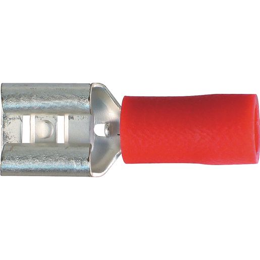 OEX Crimp Terminal Female Blade Red Terminal Entry 6.3 X 0.8mm Vinyl 18 Pce ACX3016BL