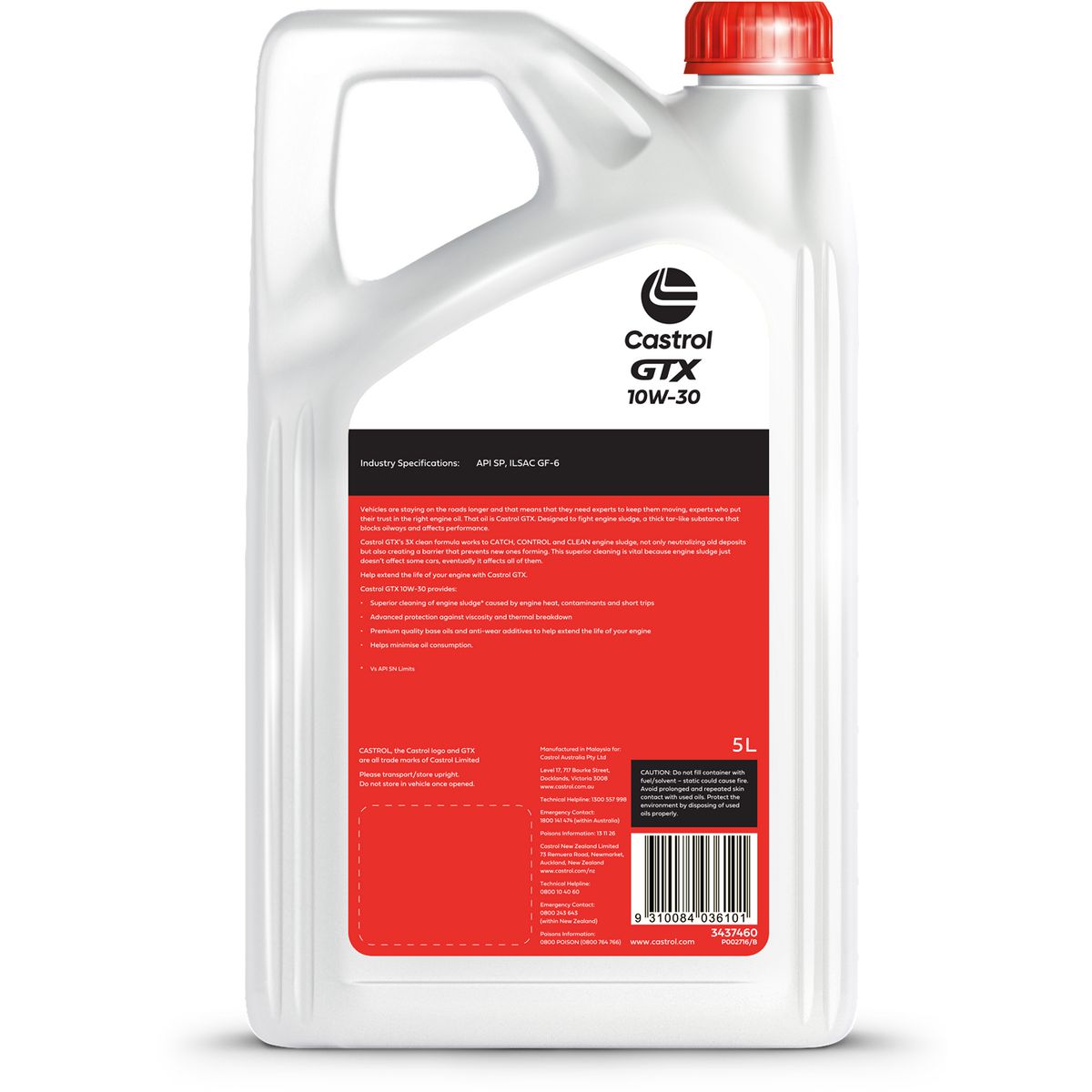 Castrol GTX 10W-30 Engine Oil 5L 3437460