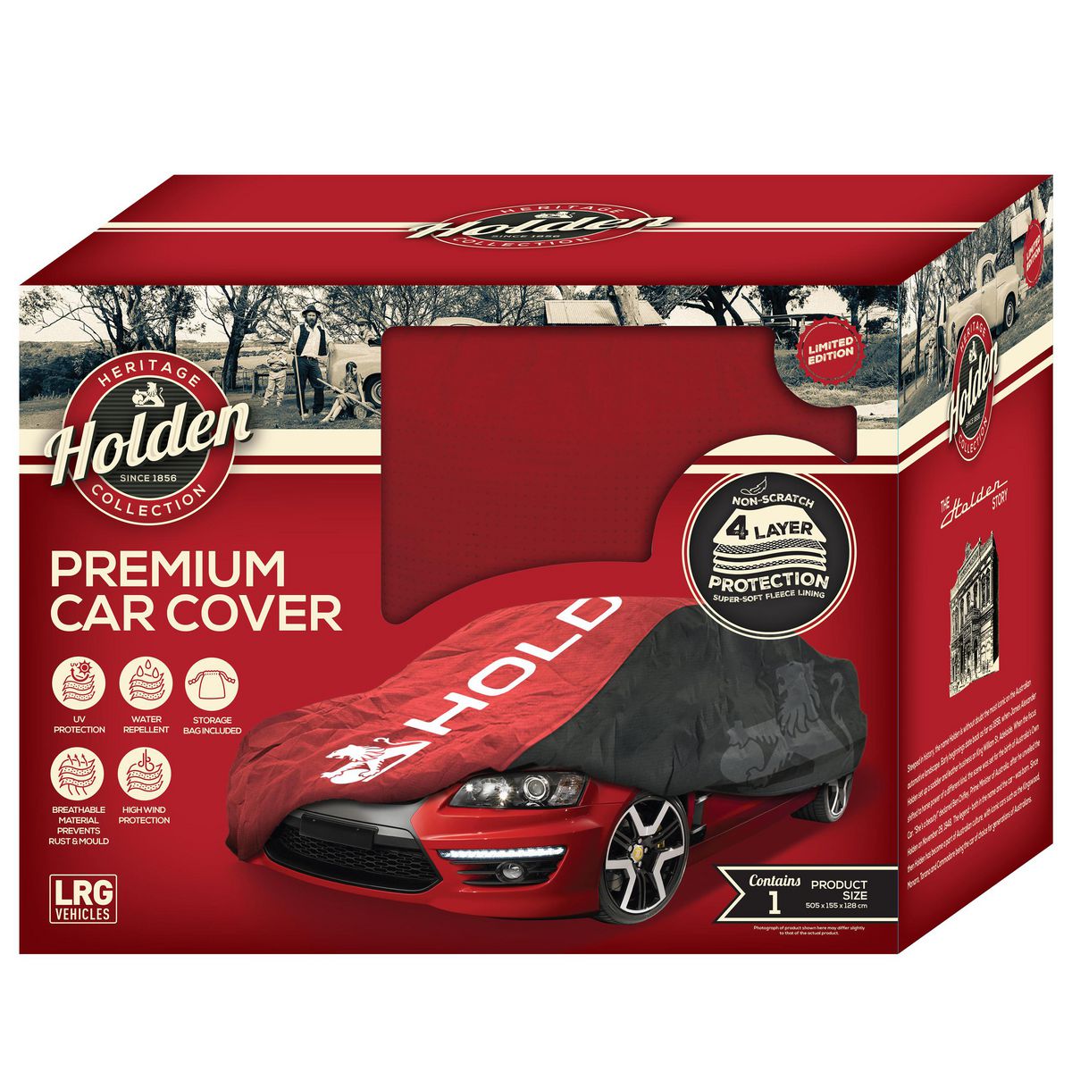 Holden Heritage Car Cover - Vintage Black/Red (Large) 4702804
