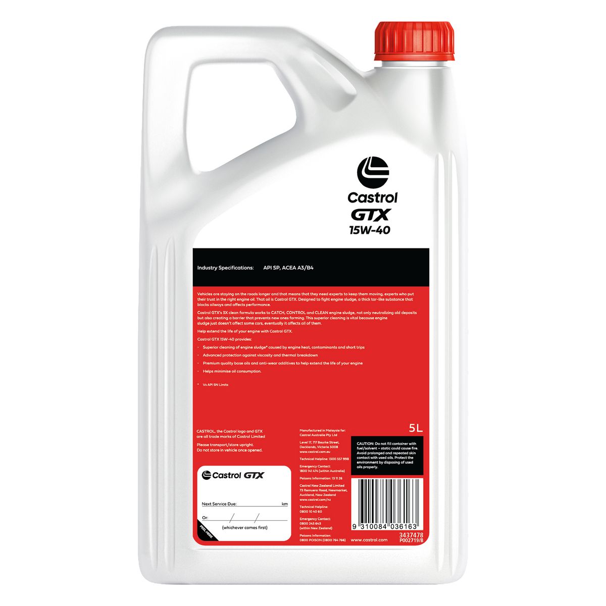 Castrol GTX 15W-40 Engine Oil 5L 3437478