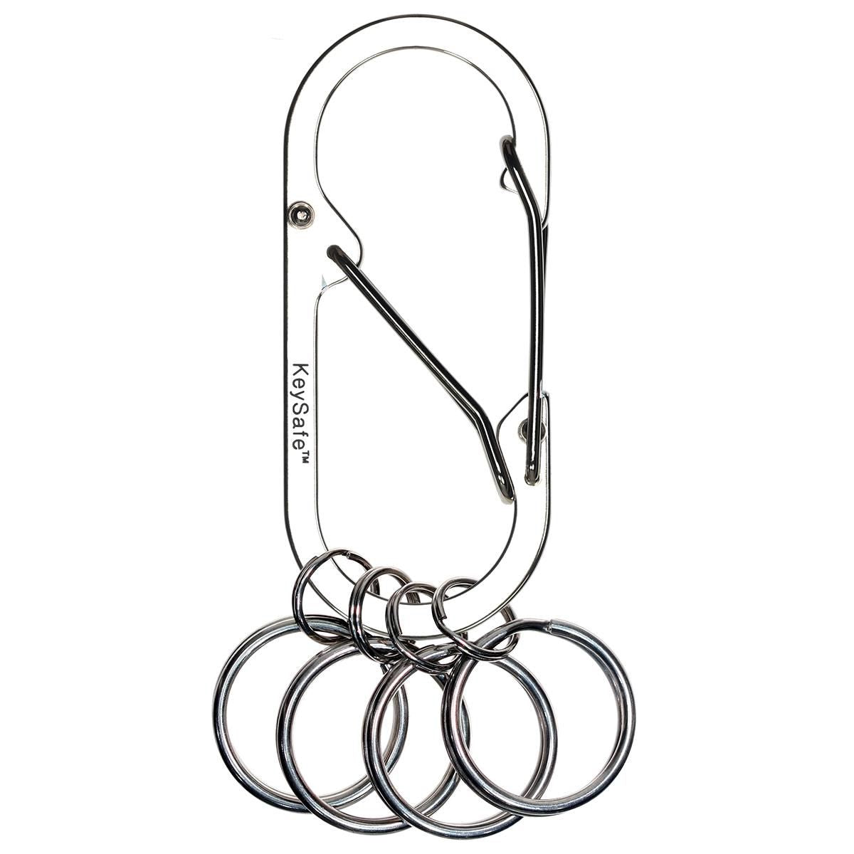 KeySafe Double-Gate Oval Stainless Steel Carabiner Keyring #4 Large Silver KS001-4SIL
