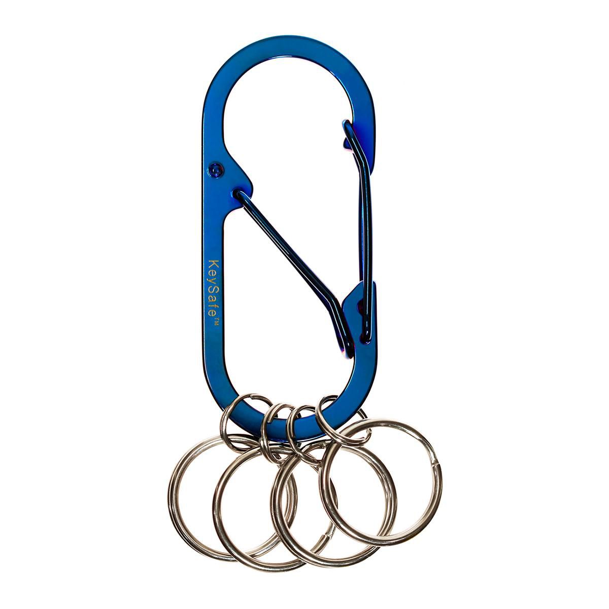 KeySafe Double-Gate Oval Stainless Steel Carabiner Keyring #4 Large Blue KS001-4BLU