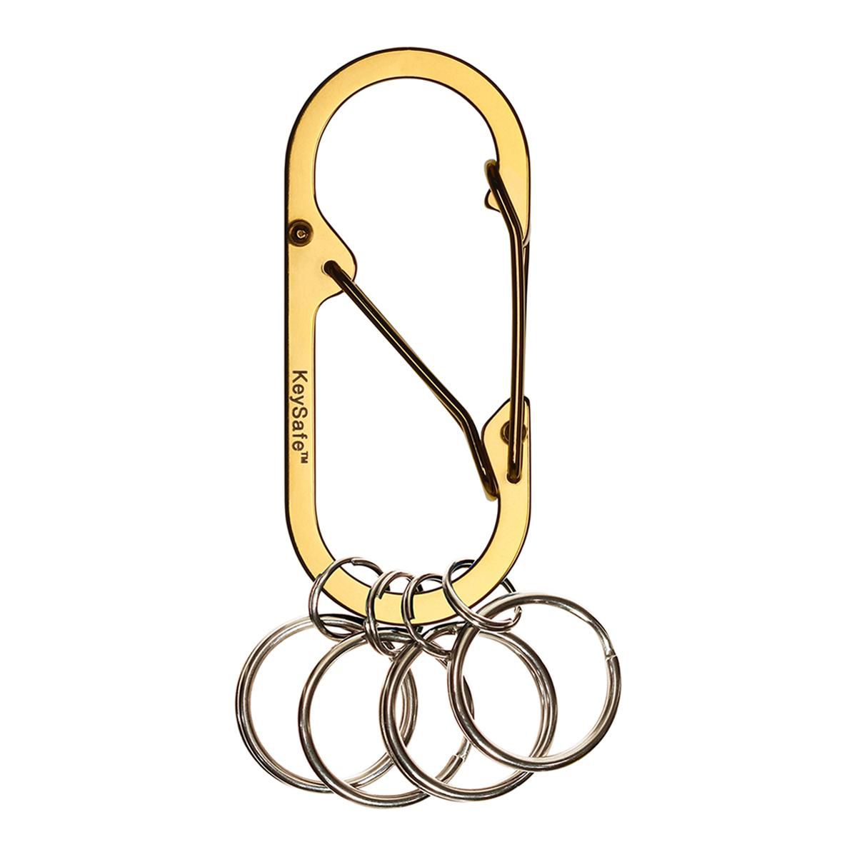 KeySafe Double-Gate Oval Stainless Steel Carabiner Keyring #4 Large Gold KS001-4GLD