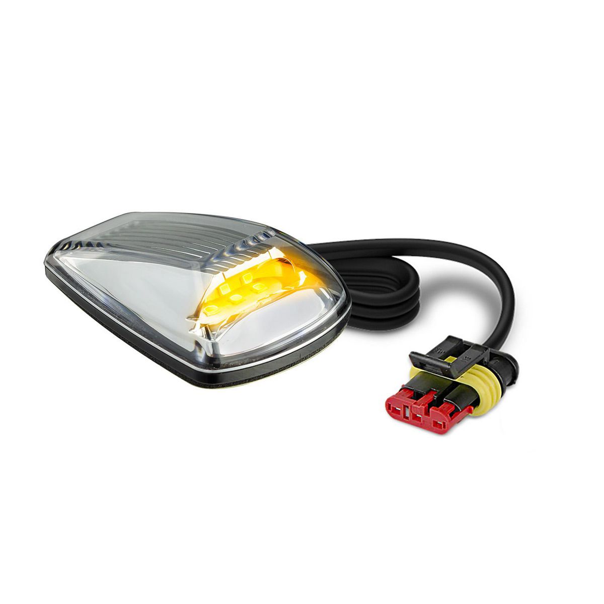 LED Autolamps Cat 6 Side Direction Indicator, Easy Fit Design with 3M Tape and Serrated Plug, Clear Lens Coloured LEDs, 12/24V, 20cm Cable with AMP plug 77ACM-3AMP