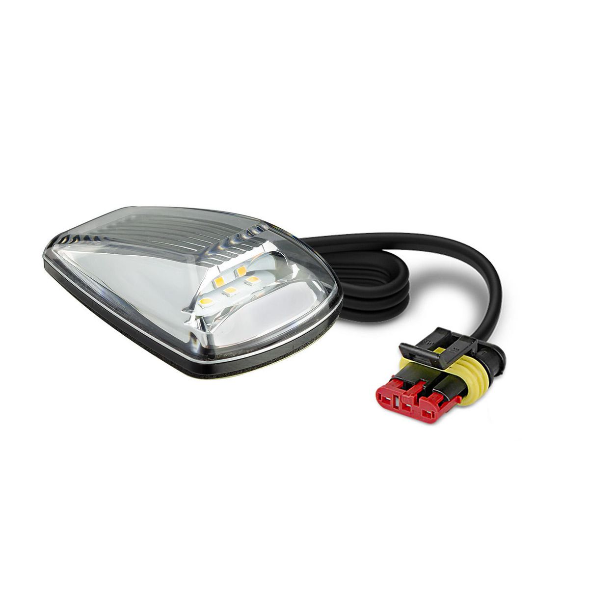LED Autolamps Cat 6 Side Direction Indicator, Easy Fit Design with 3M Tape and Serrated Plug, Clear Lens Coloured LEDs, 12/24V, 20cm Cable with AMP plug 77ACM-3AMP