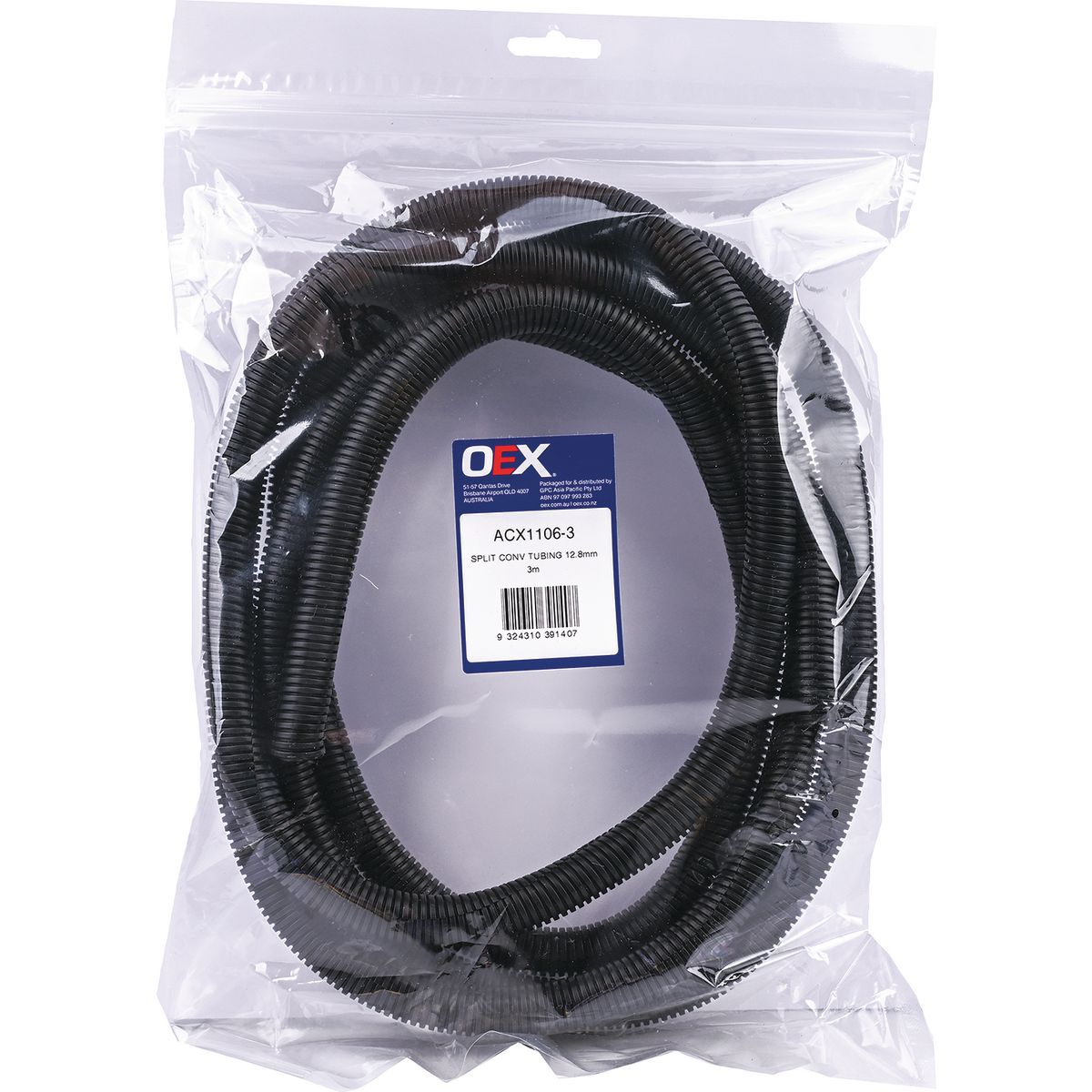 OEX Convoluted Split Tubing Id: 12.6mm - Length 3M ACX1106-3