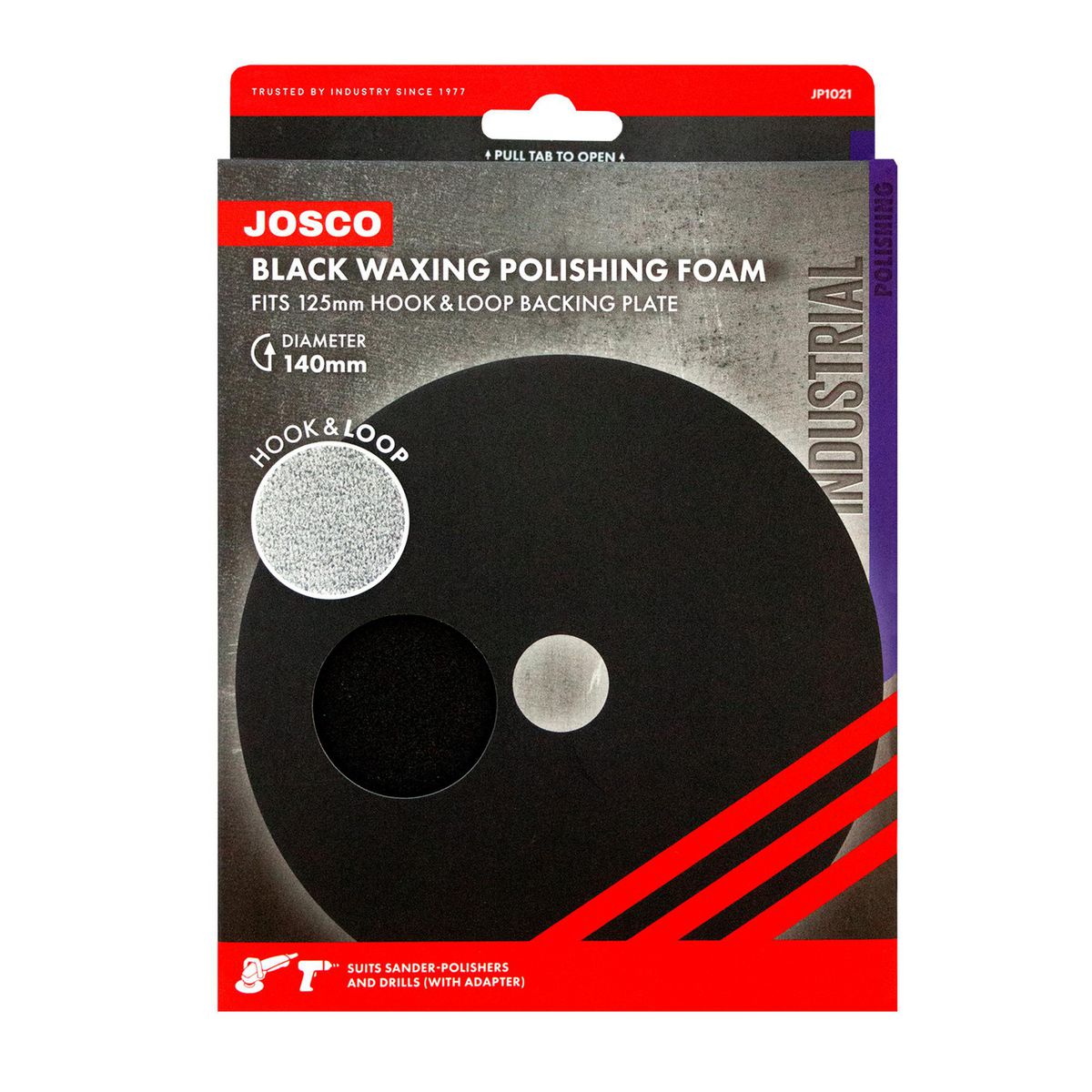 Josco Polishing Foam Black Finishing 140 (5.5) To Fit 125 Hook And Loop JP1021