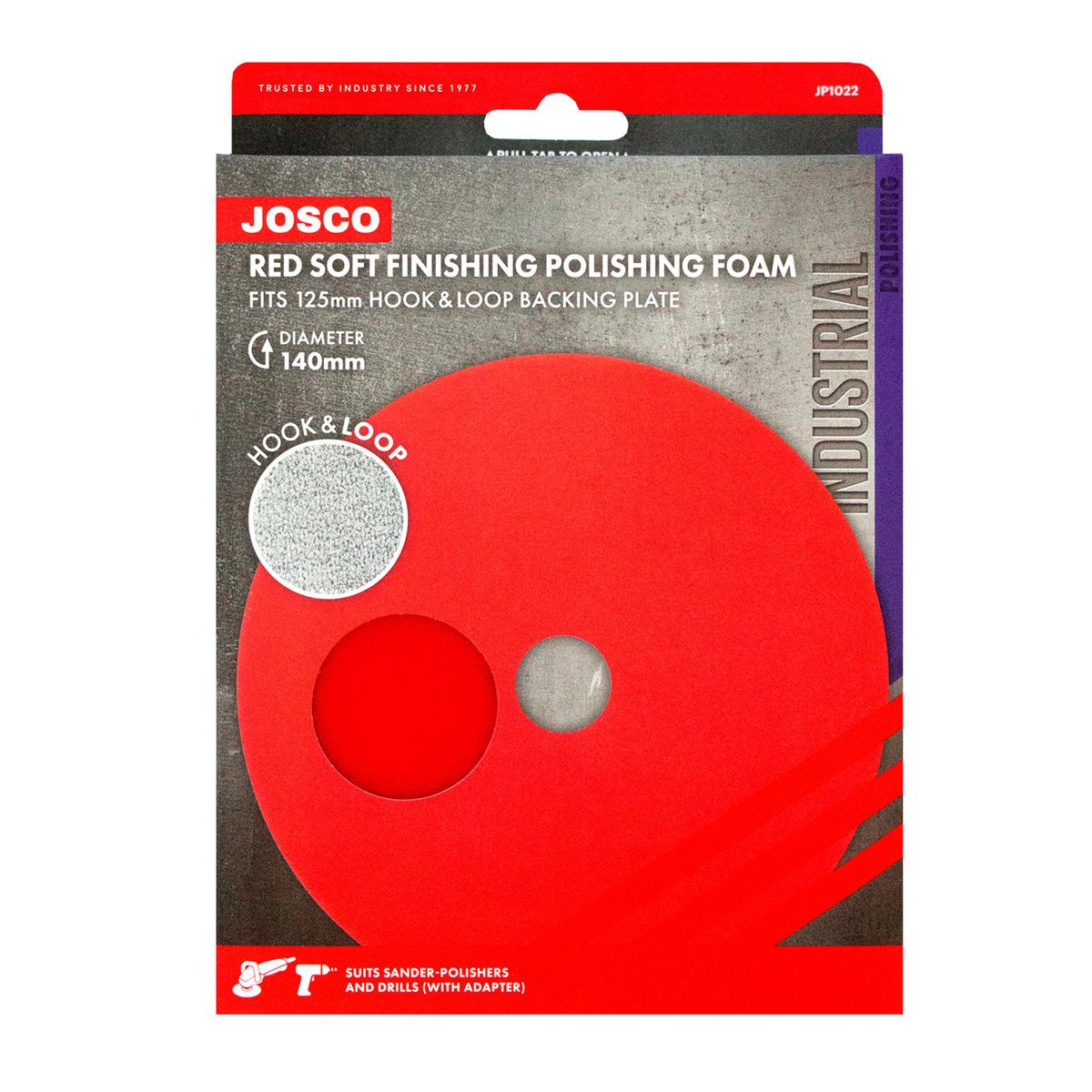 Josco Polishing Foam Red 140 (5.5) To Fit 125 Hook And Loop JP1022