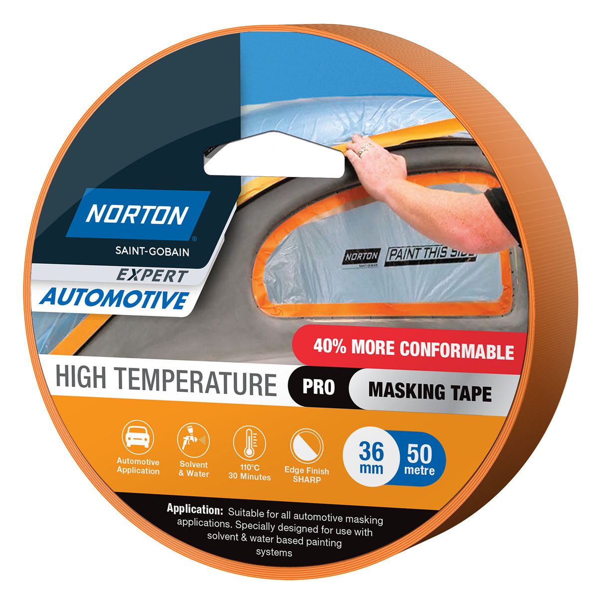 Norton High Temp 110Deg Orange Tape 36X50M Rl (Single) 78072775755