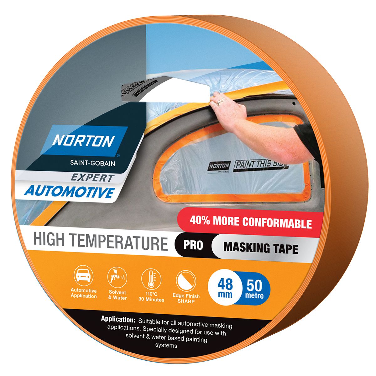 Norton High Temp 110Deg Orange Tape 48X50M Rl (Single) 78072775756