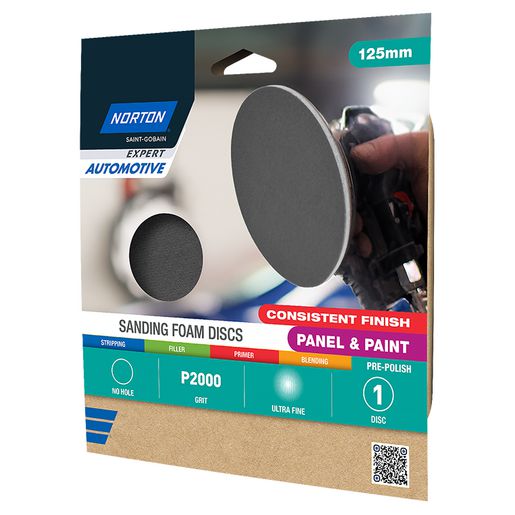 Norton Sanding Disc, Automotive 125mm Nh Sped-Grip Foam Micro Fine P2000 78072775750