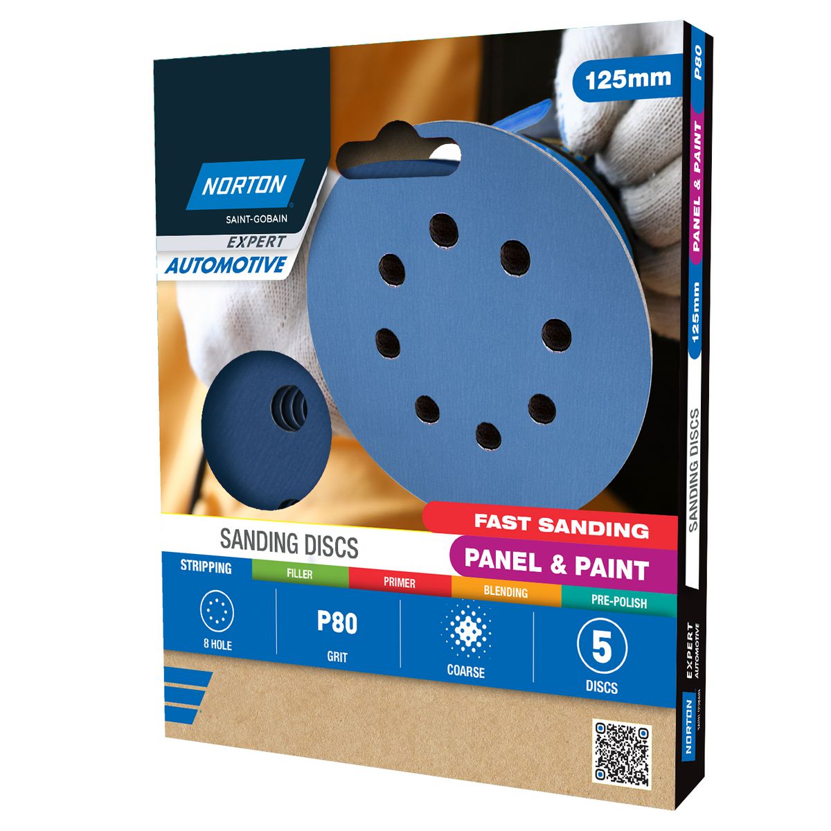 Norton Sanding Discs, Automotive Ceramic 125mm 8H Speed-Grip Coarse P80 5Pk 78072775735