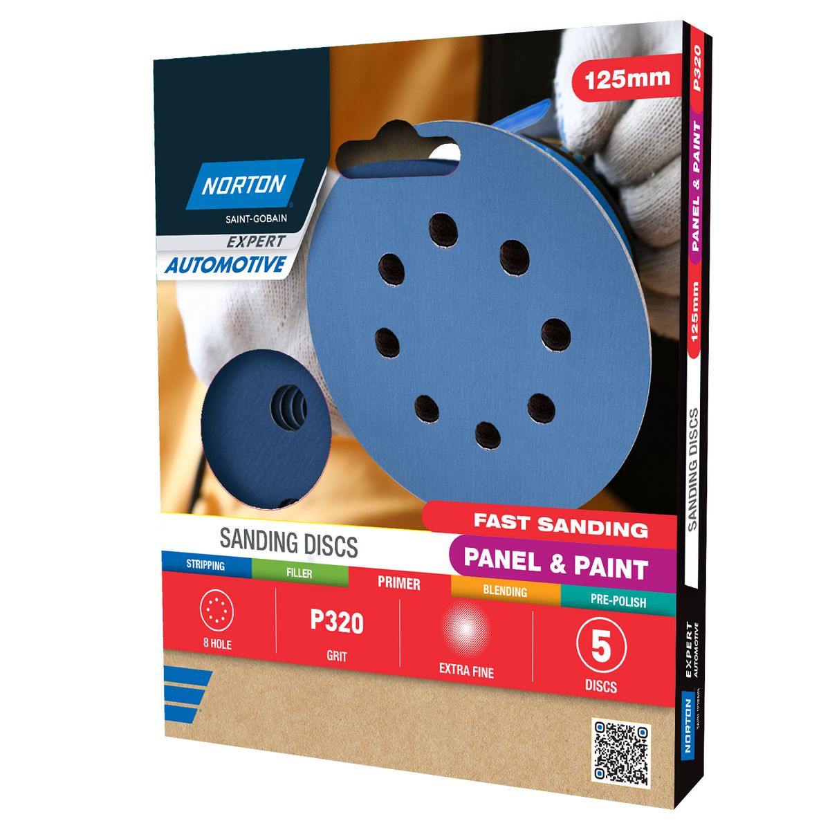 Norton Sanding Discs, Automotive Ceramic 125mm 8H Speed-Grip Extra Fine P320 5Pk 78072775738