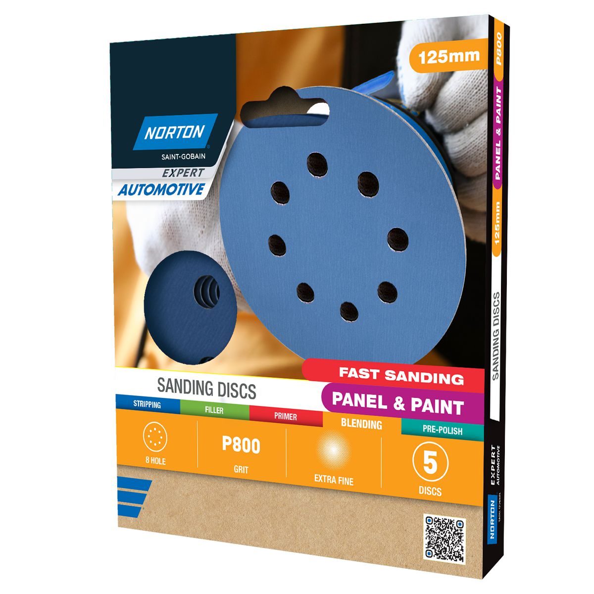 Norton Sanding Discs, Automotive Ceramic 125mm 8H Speed-Grip Extra Fine P800 5Pk 78072775740