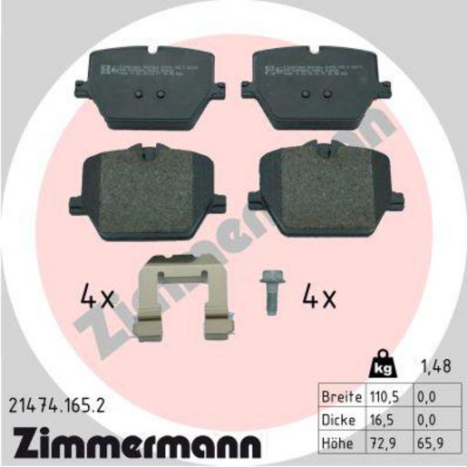 Zimmermann Brake Pad Rear Set 21474.165.2