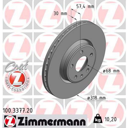 Zimmermann OE Coat Z Brake Rotor Single 318mm Front 100.3377.20