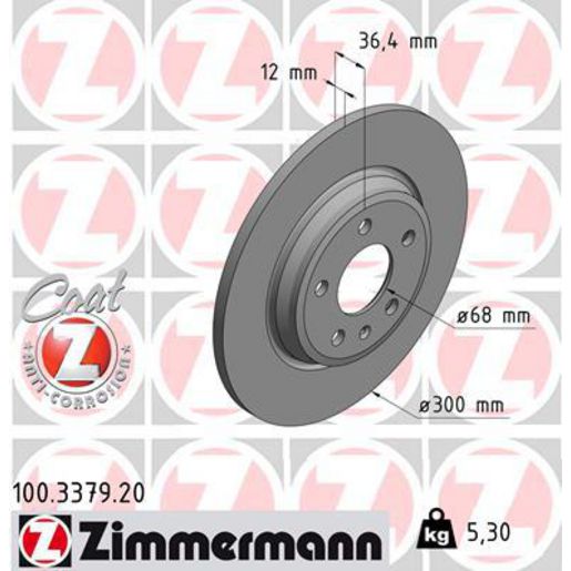 Zimmermann OE Coat Z Brake Rotor Single 300mm Rear 100.3379.20