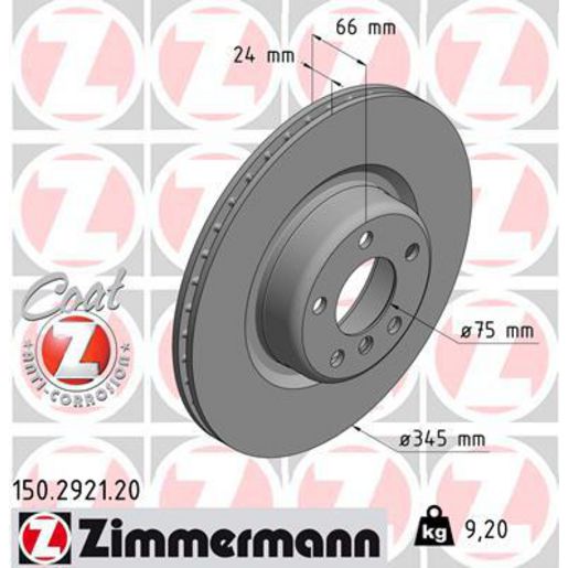Zimmermann OE Coat Z Brake Rotor Single 345mm Rear 150.2921.20