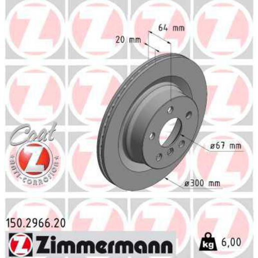 Zimmermann OE Coat Z Brake Rotor Single 300mm Rear 150.2966.20