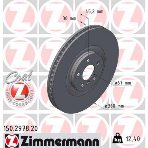 Zimmermann OE Coat Z Brake Rotor Single 360mm Front RH 150.2978.20